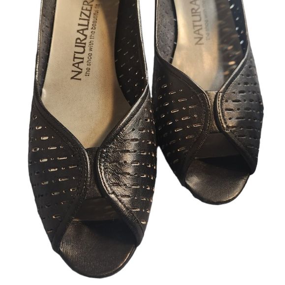 Naturalizer Shoes Heels Leather Open Toe Women's Black Size 7.5 Medium - Picture 7 of 15